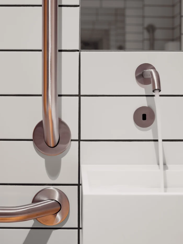 Commercial faucet and soap dispenser detail